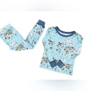Pajamas For Peace World Map Print Pajamas 100% Cotton Unisex 3t Blue Two Piece